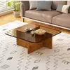 Mesa de centro quadrada de vidro temperado, adequada para salas de estar, apartamentos pequenos, design minimalista, design moderno criativo estilo italiano, modelo novo, mesa de centro baixa para pousadas