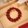 Pulsera de Ágata Roja Natural Mismo Estilo de Zhao Lusi, Cuentas de Calcedonia Simples y Versátiles, Déjame Brillar, Venta al por Mayor de Pulseras Xu Yan