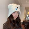 Nuevo gorro de otoño e invierno para mujer, con diseño de babosa, oso y koala, con protección para las orejas, de felpa, cálido gorro de lana de punto.