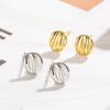 Pendientes Redondos Geométricos de Botón Plisado Pequeños Simples de Temperamento para Mujer Combinan con Todo Moda Diaria Pendientes Redondos de Gama Alta