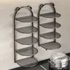 Estante de Almacenamiento para Cocina, Estante para Preparación de Alimentos, Estante para Encimera de Cocina, Multicapa, Multifuncional para Verduras, Montaje en Pared sin Taladro
