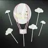 Cartão de Decoração de Bolo Balão de Ar Quente Bolo de Aniversário Infantil de Um Ano Decoração para Assar Cartão de Nuvem Decorativa Plug-in