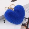 Llavero colgante de pompón de corazón multicolor, adorno colgante para coche, pequeño corazón de durazno de felpa con estampado de leopardo, accesorios de joyería al por mayor