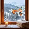 Fun-JD199 Galhos de Inverno Pintados Raposa Pequena Janela de Vidro Decoração de Embelezamento para Casa Adesivo Eletrostático para Janela UV