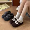Sapatos casuais femininos Birkenstock de sola macia, novo estilo de inverno 2026, sapatos de algodão com forro de fleece, sapatos peludos estilo Birkenstock retrô, sapatos de algodão quentes
