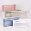 Bolsa de malla transparente tridimensional para bolígrafos, bolsa de papelería para estudiantes de gran capacidad de doble capa para exámenes, bolsa especial para lápices al por mayor