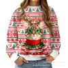 Ventas Directas del Fabricante Original al por Mayor para Mujer Sudadera para Mujer con Estampado Digital 3D Muñeco de Nieve Navideño Cuello Redondo Sudadera Casual