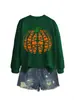 Amazon eBay sitio independiente moda casual elegante mujer libro calabaza cuello redondo manga larga sudadera para exportación