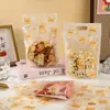 Bolsa de pie de dibujos animados de pan tostado semi-transparente engrosada, soporte para repostería de copo de nieve, bolsa de empaque para galletas, bolsa con cierre hermético
