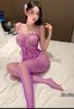 Lencería Sexy Europea y Americana Zuijiao, Tentación de Red Sexy, Ropa de Red, Traje Top Tubo con Aberturas para Mujer, No Necesita Quitarse el Traje