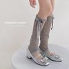 Calcetines Verticales con Lazo de Cinta Blanca Calcetines para Pantorrilla Manga Protectora Solar para Mujer Calcetines para Apilar Primavera Doble Propósito JK Universitario