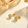Aretes de titanio con circonita para mujer, aretes geométricos de pentagrama y corazón, aretes de aleación de titanio de lujo ligero de alta gama, en stock para venta al por mayor