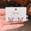 Pendientes de Mariposa Exquisitos de Plata con Aguja de Plata y Circonita con Galvanoplastia de Oro Real para Mujer, Pendientes de Mariposa Simples de Gama Alta, Joyería