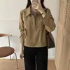 Jaqueta de outono estilo coreano: curta, de manga longa, com lapela e feita de camurça