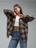 Camisa de Manga Larga a Cuadros y Rayas Versátil Estilo Retro Amazon OZON con Bolsillo para Mujer Primavera/Otoño 2026