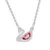 Colar de Prata Esterlina S925 para Mulheres com Pingente de Cisne de Cristal Natural, Granate de Alta Qualidade, Peridoto, Topázio Corrente para Clavícula