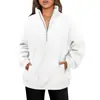 Sudadera de Otoño Nueva para Mujer de Estación Independiente de Amazon, Media Cremallera, Manga Larga, Cuello Alto, Sudadera sin Capucha de Color Sólido