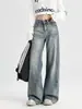 Jeans Retro Americanos de Pierna Ancha para Mujer 2025 Nuevo Invierno Cintura Alta Adelgazantes Caída Sueltos Estilo Perezoso Pantalones de Largo Completo