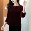 Garantía de Calidad Agradable para la Piel Cómodo Reductor de Edad Tallas Grandes para Mamás Favorecedor Nuevo Estilo Top Camiseta Adelgazante Camisa de Primavera y Otoño Camisa de Otoño para Mujer