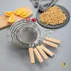 Colador Grande de Acero Inoxidable 304 con Malla Filtrante, Mango de Madera, Espumadera de Doble Oreja, Utensilio de Cocina Doméstico, Espumadera para Fideos
