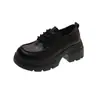 Sapatos Pequenos de Couro com Solado Grosso e Salto Bloco de Amarrar Femininos 2026 Outono/Inverno Novos Estilo Britânico Sapatos JK Japoneses Mary Janes Mocassins