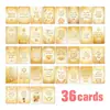 Set de Tarjetas de Felicitación Clásicas Dorado Cálido, 36 Tarjetas Únicas de Oración y Bendición, Materiales para Diario, Postales Decorativas