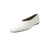 Sapatos Rasos de Couro Bovino de Primeira Camada para Mulheres, Novo Estilo Primavera, Couro Genuíno por Dentro e por Fora, Sapatos de Salto Baixo Quadrados Estilo Coreano para Mulheres