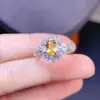 Suministro en Vivo de Accesorios de Joyería para Compromiso de Mujer con Diamante Plata 925 Incrustada Piedra Preciosa de Color Natural Anillo de Citrina para Mujer