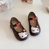 Zapatos de Cuero para Niñas Estilo Nuevo Primavera y Otoño Dibujos Animados Gato Kt Lindos Zapatos de Princesa para Niños Suela Suave para Niños de 3 a 6 Años Zapatos de Actuación Infantil