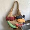 Bolso de Diseño Nicho de Pedido Extranjero Bolso de Lana Tejida para Mujer Empalmado Vacacional Casual Bandolera de Hombro Tote