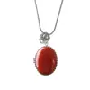 Colgante Vintage de Plata S925 Incrustado con Ágata Roja del Sur Estilo Étnico Lujo Ligero Collar Hueco Simple