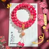 Pulseira de Raiz de Bodhi em Madeira de Cerejeira para Mulheres, Contas de Oração de Raiz de Bodhi de Círculo Duplo Estilo Chinês, Atacado