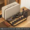 Set de Té Kung Fu de Viaje de Arena Púrpura Set Pequeño Bolsa Portátil Tetera Simple para el Hogar Regalo para Exteriores Logo