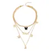 Collar de Mariposa de Acrílico Rosa Dulce Simple Europeo y Americano Collar con Colgante de Ángel Apilado Multicapa