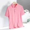 Camisa Polo de Manga Corta para Hombre de Nylon Hielo Seda Adhesiva Sin Costuras de 21 Colores, Camisa Polo de Gama Alta para Hombre, Camisa Polo de Manga Corta para Hombre