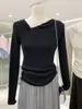 Diseño Trenzado Fresco y Suave, Estilo Sencillo, Tejido de Manga Larga, Camisa para Mujer, Top Estilo Coreano para Principios de Otoño