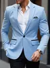 Blazer de Color Sólido de Botonadura Única Talla Europea para Primavera y Otoño Chaqueta de Traje Patchwork Ajustada Casual para Hombre Pieza Única para Hombre