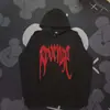 Sudadera con capucha casual de punto Meichao High Street transfronteriza con patrón de letras bordado REVENGE, top holgado para hombre y mujer Otoño