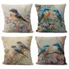 Venta Caliente Transfronteriza Nuevos Elementos de Primavera y Verano Patrón de Pájaro Floral Funda de Almohada de Lino Soporta Funda de Almohada de Envío Directo de Una Pieza