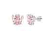 Brincos de Tarraxa com Pontos Diamantados Transfronteiriços Personalizados Desenho Animado Stitch Flor Rosa Gota de Óleo