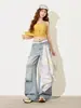 Jeans de pierna ancha rasgados lavados estilo coreano para mujer, verano 2026, pantalones casuales finos de cintura alta adelgazantes de corte holgado con efecto de caída