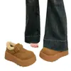 Sapatos femininos quentes Songgao de sola grossa que aumentam a altura com forro de fleece sapatos Birkenstock 2026 novos mocassins de inverno sapatos de algodão com pele botas de neve