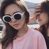 Óculos de Sol Kedun Listrados Zebra Oval Modelo Novo 2021 Mesmo Estilo de Zhou Yangqing Celebridade da Internet Estilo de Rua Personalidade Óculos de Sol Hip-Hop Feminino
