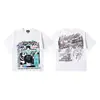 Camiseta Transfronteriza Moda Retro Americana Marca Creativa Hip-hop Divertida Estampado Frontal y Trasero Algodón Manga Corta para Hombres y Mujeres Verano