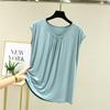 Moda Chaleco Modal Nuevo Micro-plisado Combinable Camiseta Holgada Manga Corta Verano Fino Ropa Exterior talla extra Camisa Base