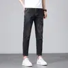 Calça jeans masculina de marca moderna, novo estilo primavera-verão, jeans casual reto solto, versão coreana masculina, slim-fit, stretch, cropped