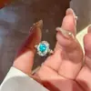 Moderna Lujo Ligero Conservación del Amor Corindón Rojo Sangre Conjunto de Anillo Huevo de Paloma Paraiba Colgante Collar para Mujer