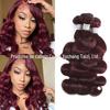 # 99J vermelho vinho cabelo humano real onda corporal cortina de cabelo mechas de cabelo humano em estoque vendas diretas da fábrica