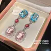 Pendientes de Zirconia Ovalados con Forma de Gota de Agua, Estilo Palacio Retro, Pendientes Elegantes con un Diseño de Nicho, Pendientes de Lujo Ligero de Moda para Mujer