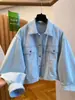 Chaqueta de mezclilla de alta gama con costuras de contraste para mujer, nuevo estilo otoño 2026, holgada, casual, versátil, sin cuello, chaqueta corta